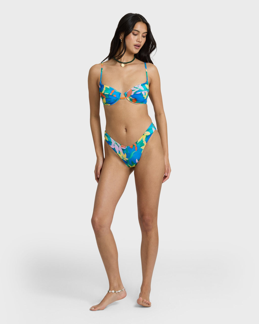 Agua Flores Bondi Medium Bikini Bottom - Blue Multi