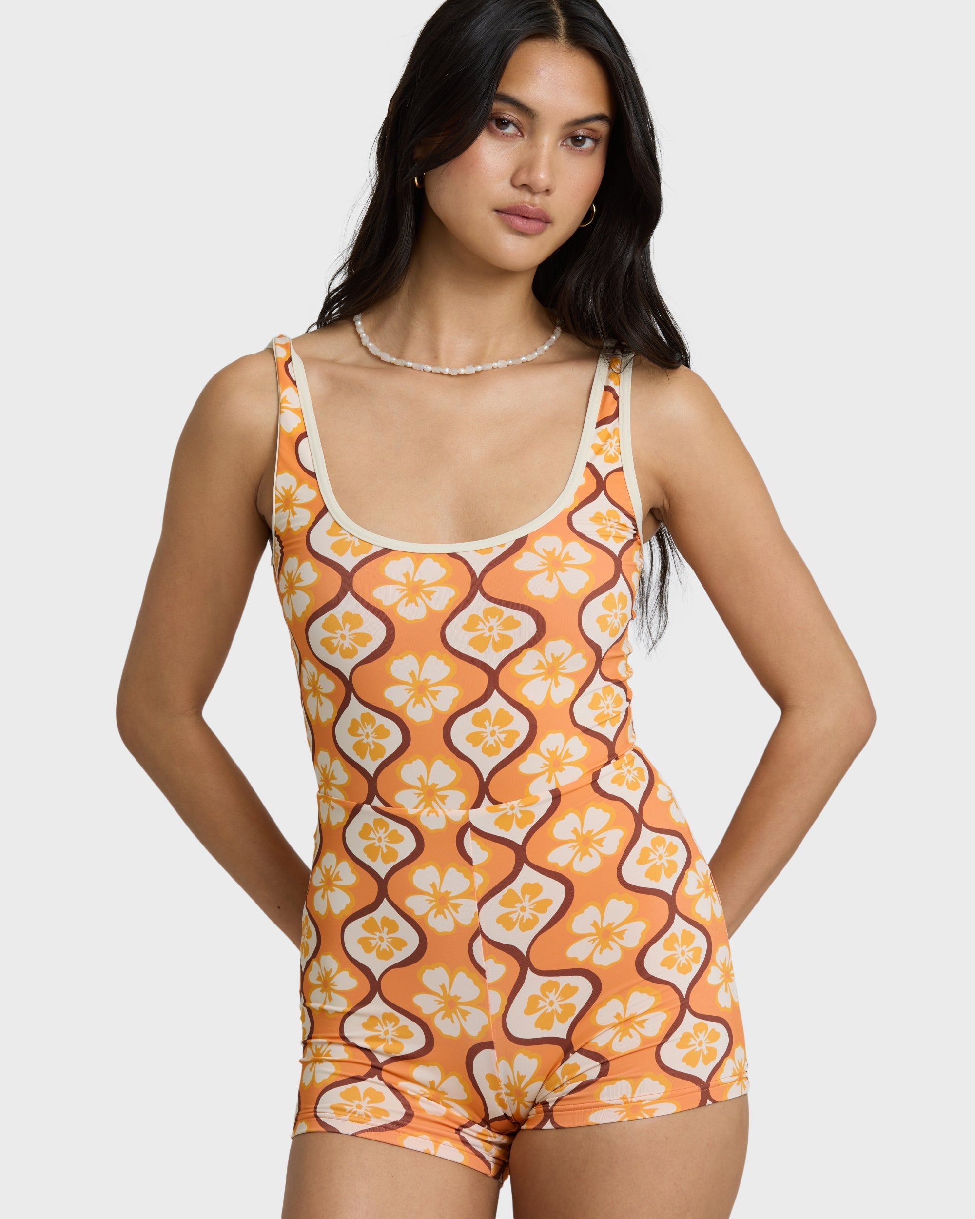 Sol Groove Retro Surf Suit - Tangerine