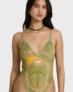 Vaca Soleil Deep V One-piece Swimsuit - Cedar