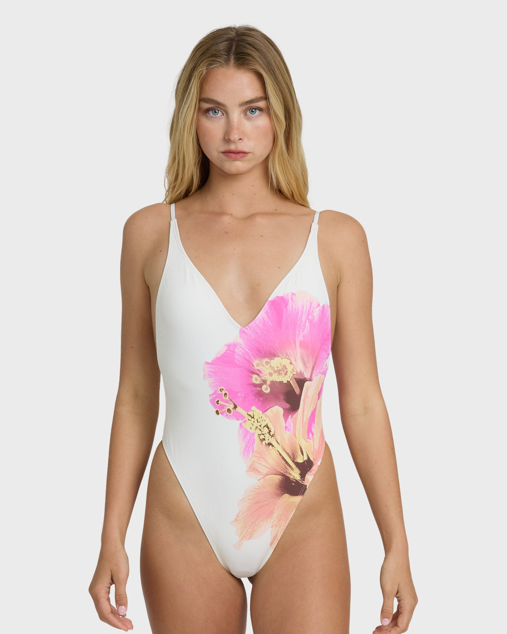 Sunny Shore Deep V One-piece Swimsuit - Salt Crystal