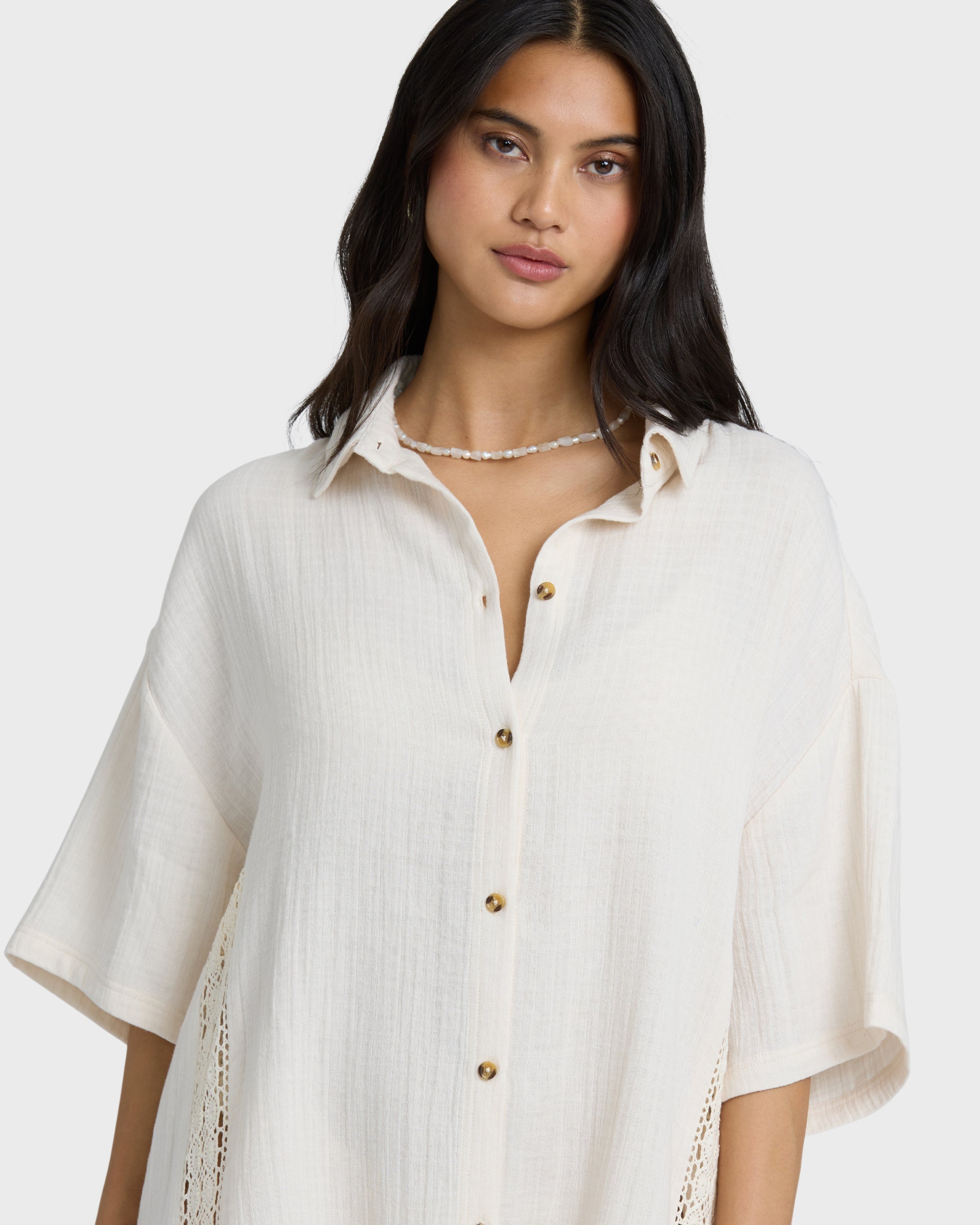 Feelin Fine Shirt Dress - White Cap