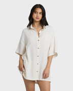 Feelin Fine Shirt Dress - White Cap