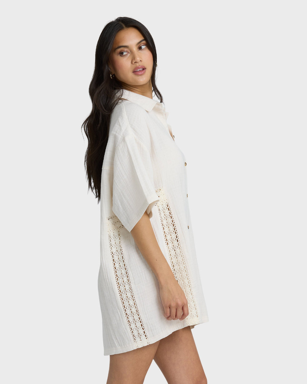 Feelin Fine Shirt Dress - White Cap