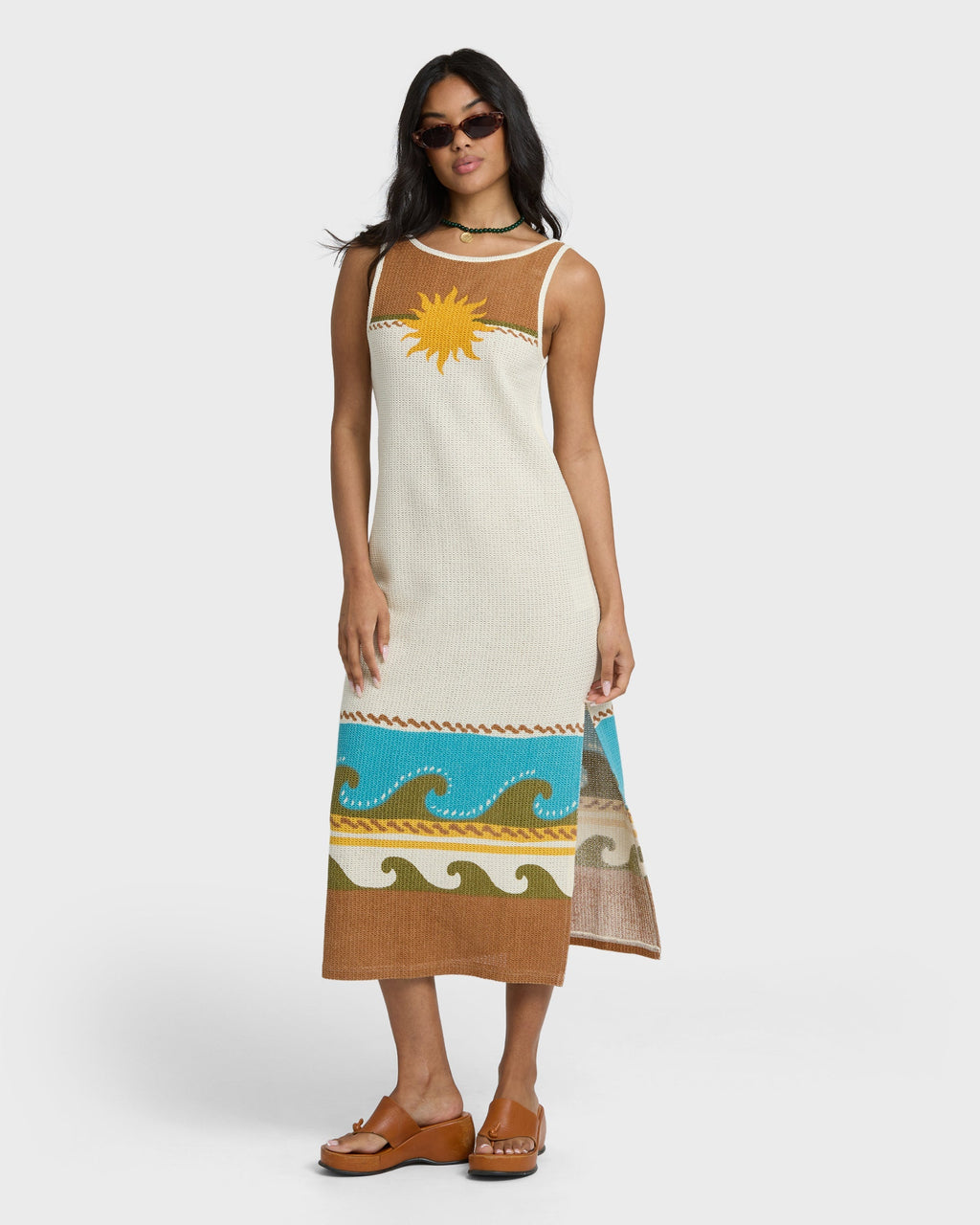 Solar Babe Midi Dress - Caramel Cafe