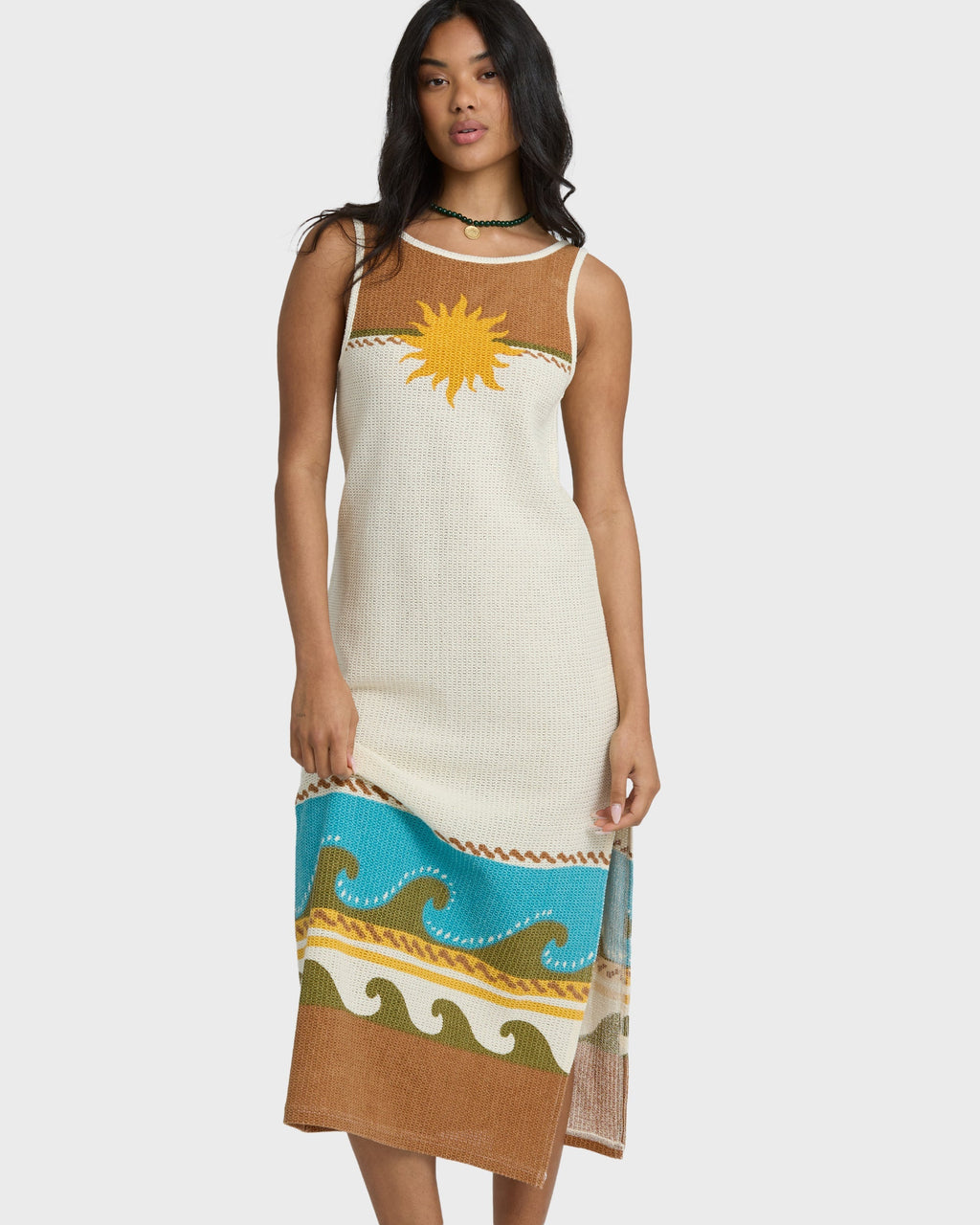 Solar Babe Midi Dress - Caramel Cafe