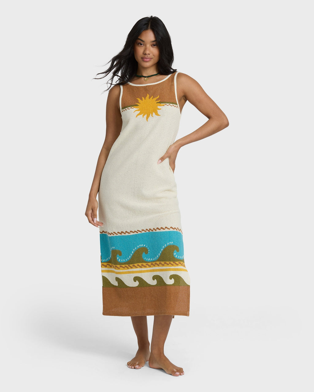 Solar Babe Midi Dress - Caramel Cafe