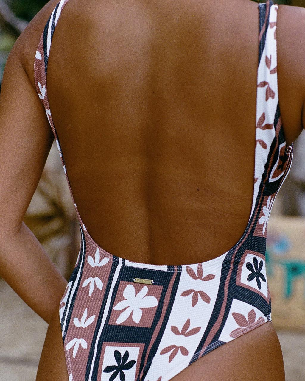 Stay Grounded Tanker One Piece Swimsuit - Brown Stone