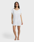 Hallow Wave Mini Short Sleeve Dress - Salt Crystal
