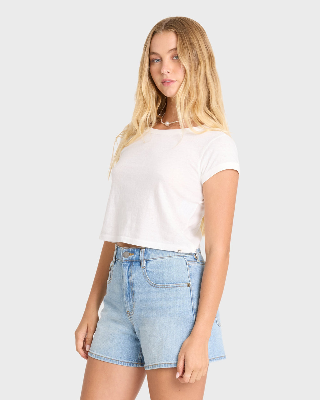 Daily Tee Solid Short Sleeve Knit T-Shirt - Salt Crystal