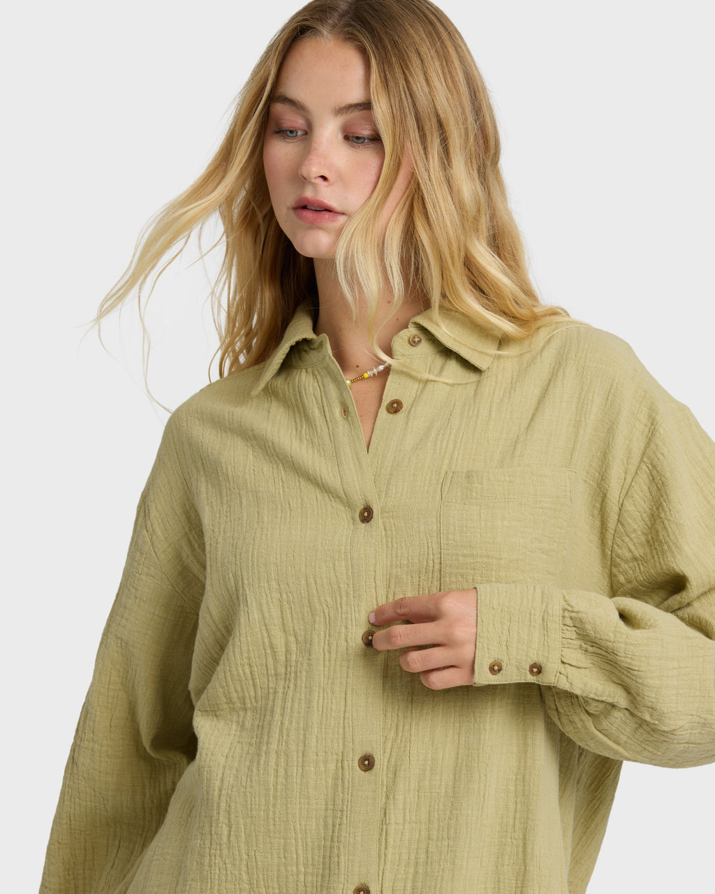 Wanderer Long Sleeve Woven Top - Cactus