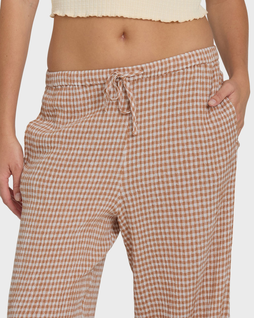 Wanderer Bitty Check Pants - Sugar Almond