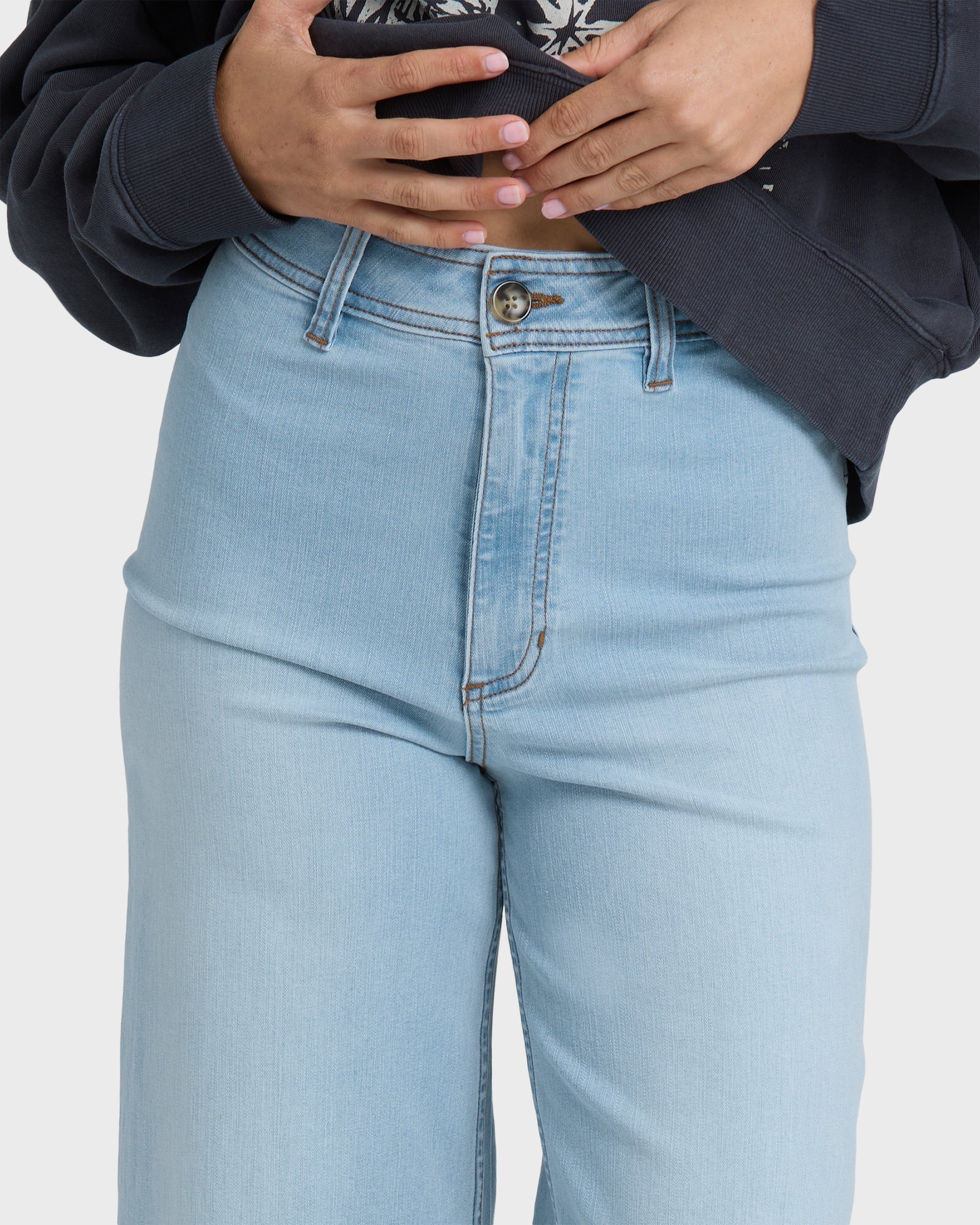 Free Fall High-Waist Denim Pants - Surf Spray