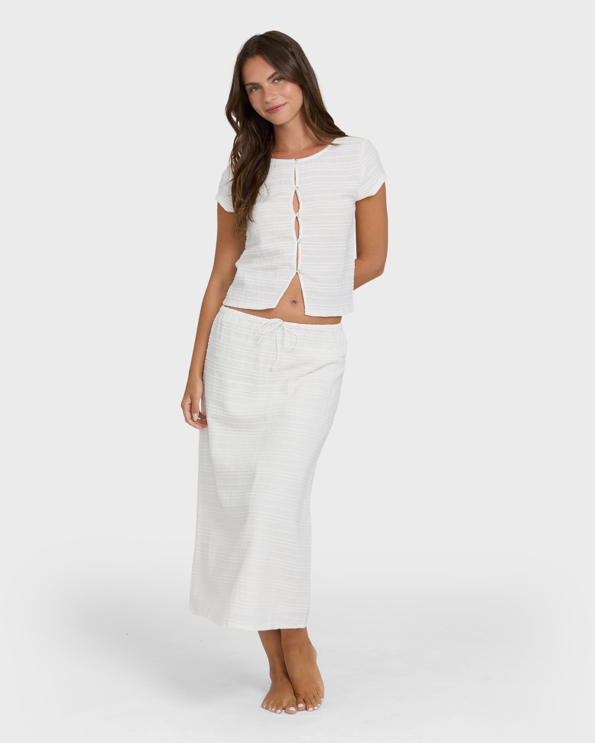 Your Call Short Sleeve Woven Shirt - Salt Crystal