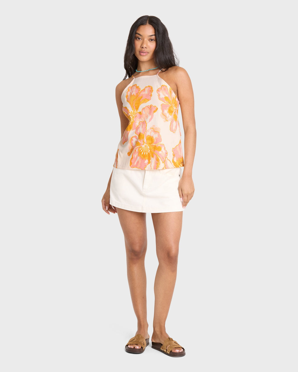 Floral Trippin Tank Top - Salt Crystal