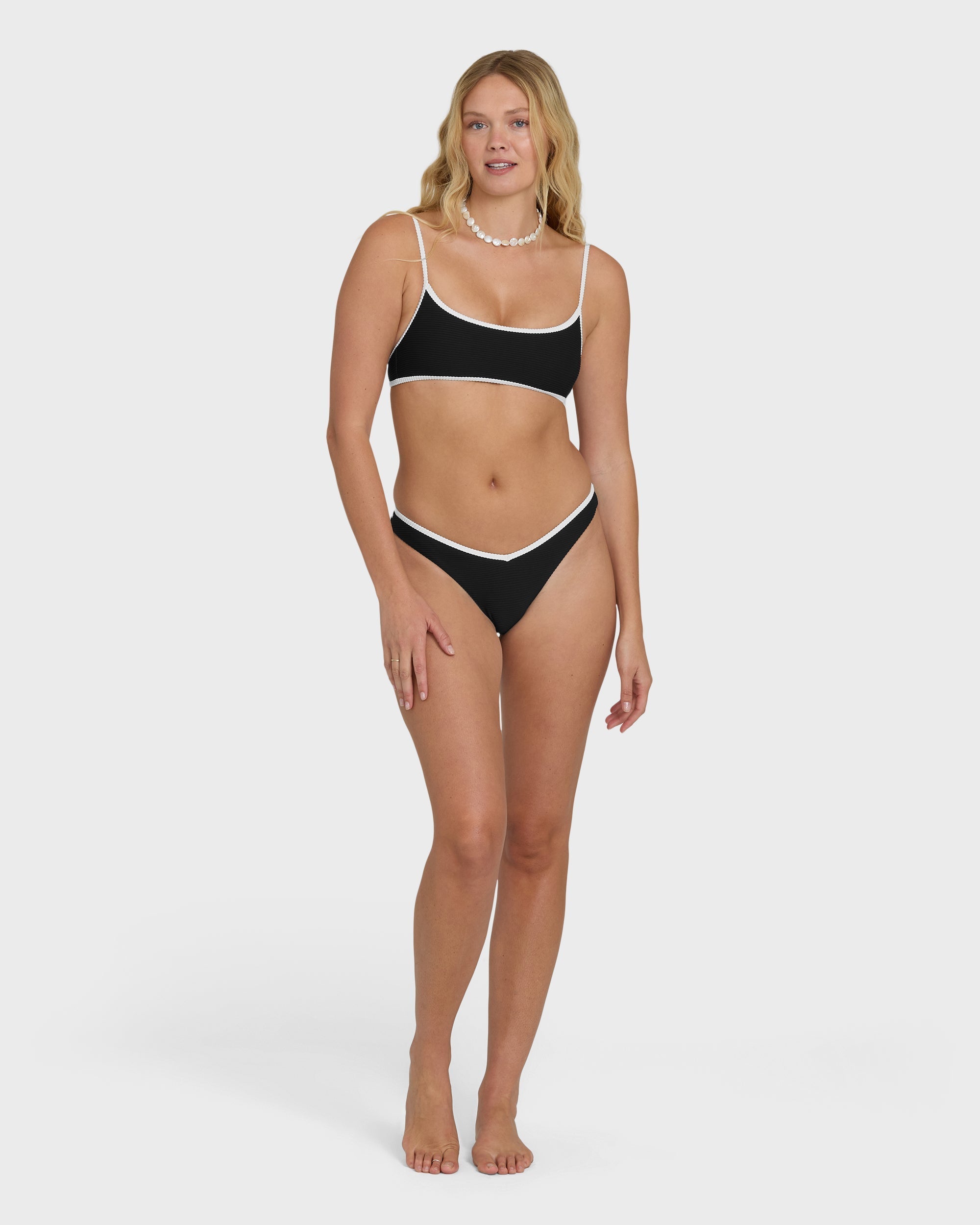 Tanlines Bound V Hike Bikini Bottoms - Black Pebble