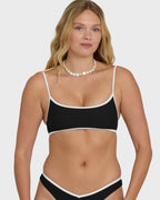 Tanlines Bound Jaclyn Crop Bralette Bikini Top - Black Pebble