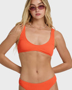 Summer Hi Scoop Tank Bikini Top - Hot Coral