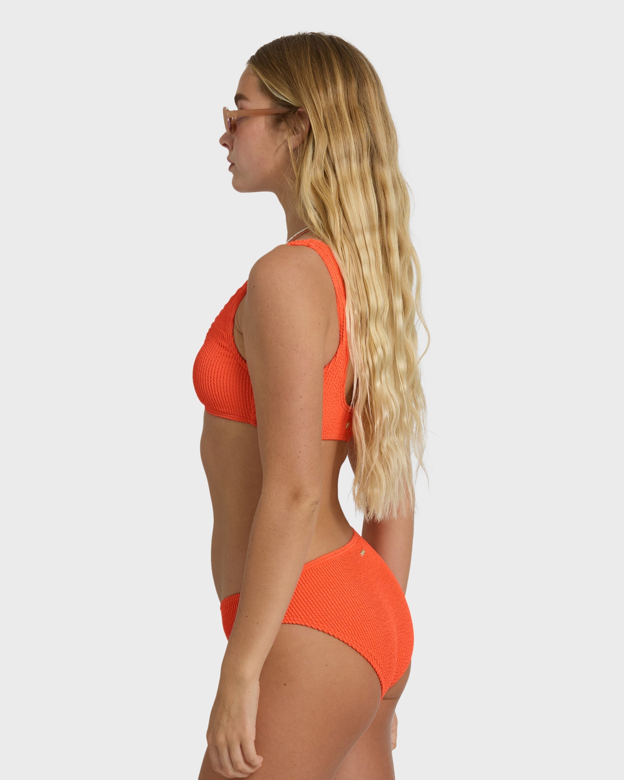 Summer Hi Lowrider Full Bikini Bottom - Hot Coral