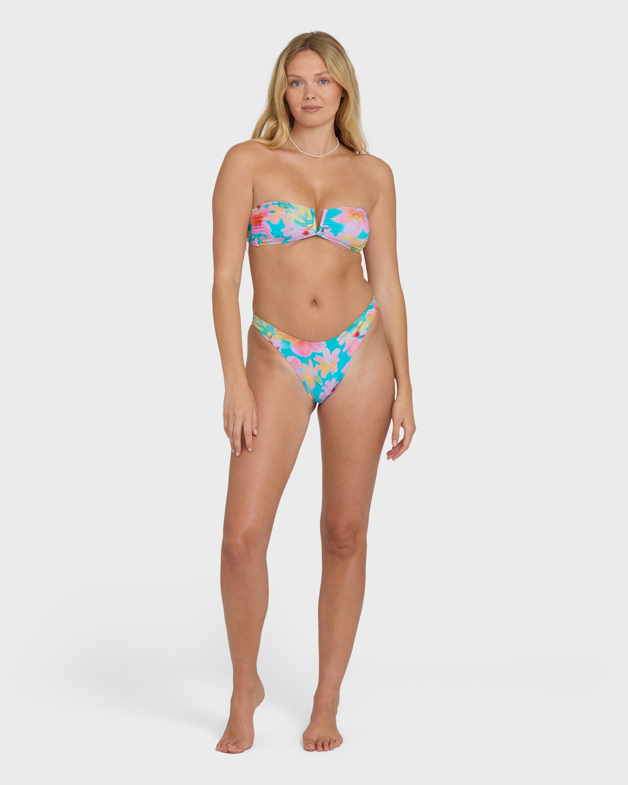 Pipe Dreams V Bandeau Bikini Top - Bright Marine
