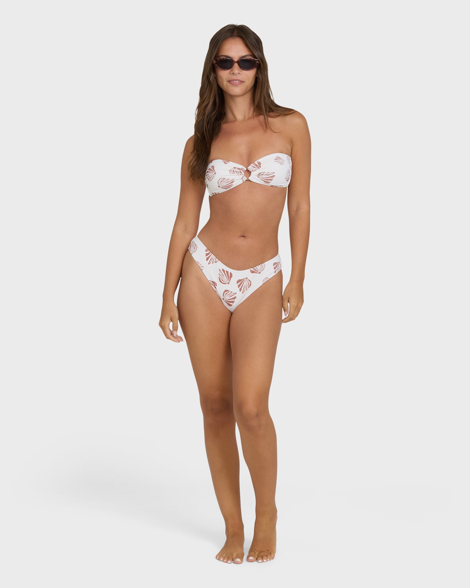 Sandy Shells Rio Bandeau Bikini Top - Salt Crystal