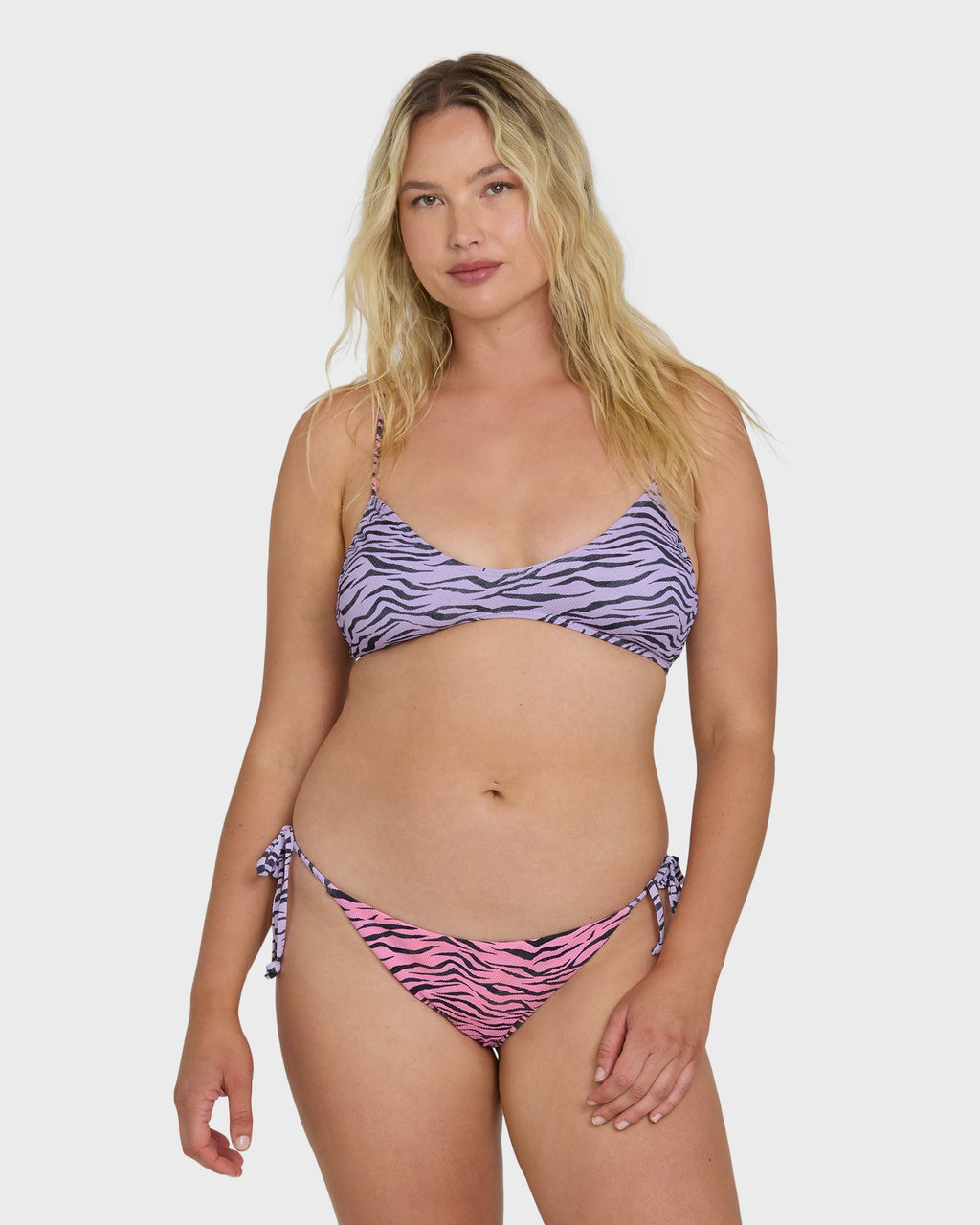 Pretty Wild Ruched V Bralette Bikini Top - Sweet Lilac