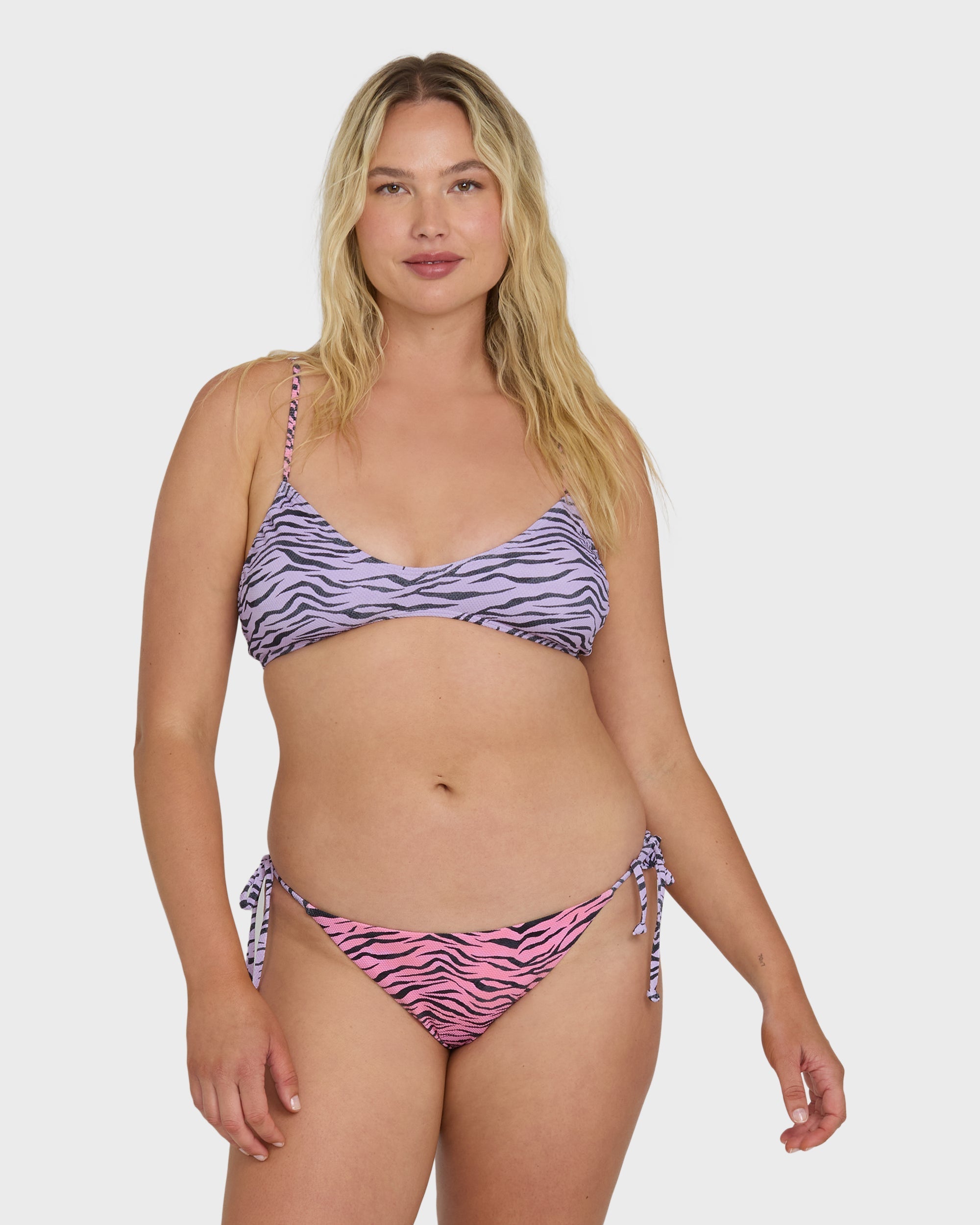 Pretty Wild Tie-Side Tanga Bikini Bottoms - Pink Sunset