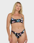 Party Wave Jaclyn Crop Bralette Bikini Top - Black Pebble