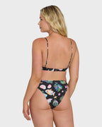 Party Wave Jaclyn Crop Bralette Bikini Top - Black Pebble