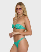 Ship Wrecked Shelly Bandeau Bikini Top - Green Tropics