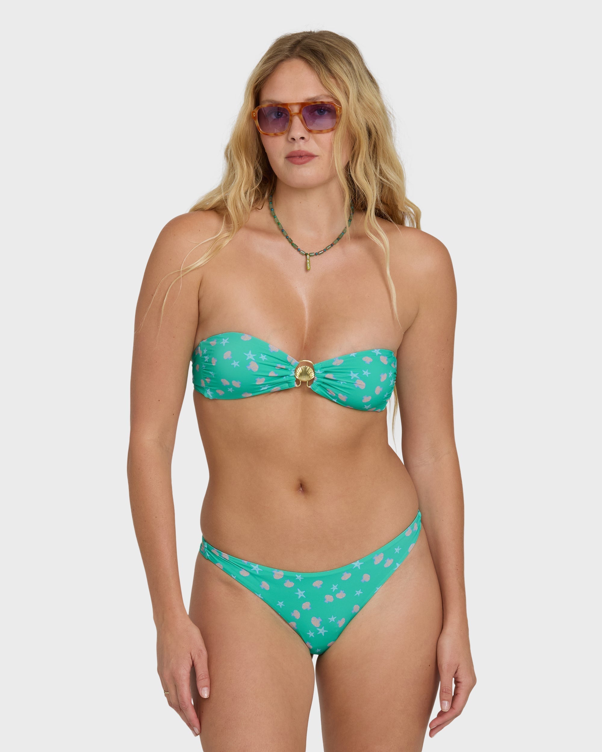 Ship Wrecked Tanga Bikini Bottoms - Green Tropics