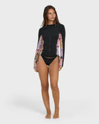 Dreamy Daze Zip Front UPF 50 Long Sleeve Rashguard - Black Pebble