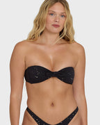 Eye On You Hanky Tie Bandeau Bikini Top - Black Pebble