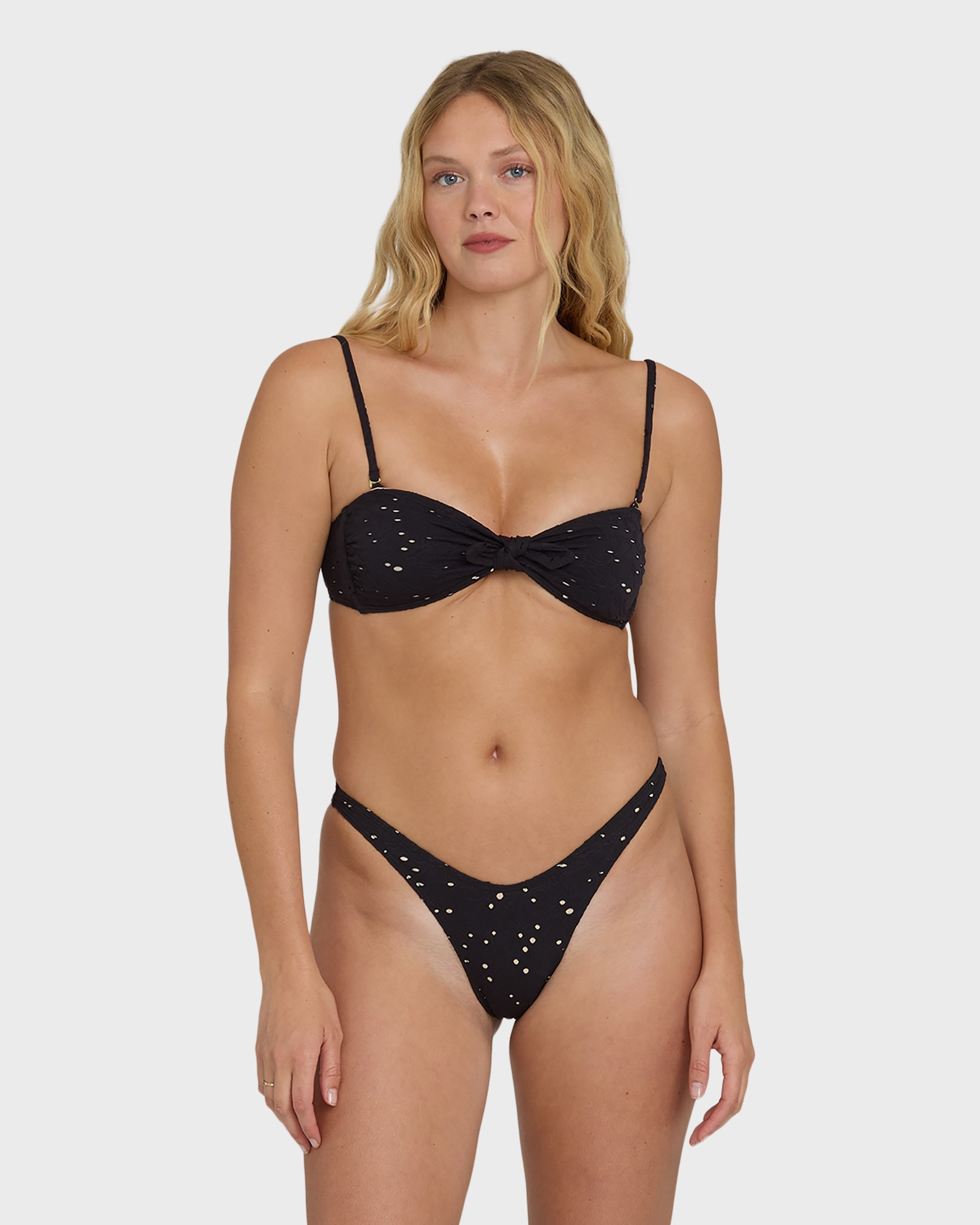 Eye On You Hanky Tie Bandeau Bikini Top - Black Pebble