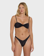 Eye On You Hanky Tie Bandeau Bikini Top - Black Pebble
