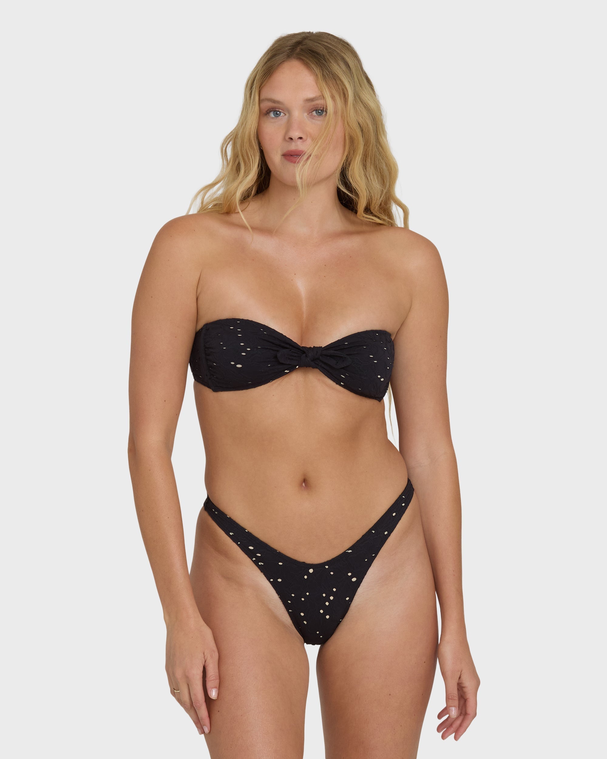 Eye On You Hanky Tie Bandeau Bikini Top - Black Pebble