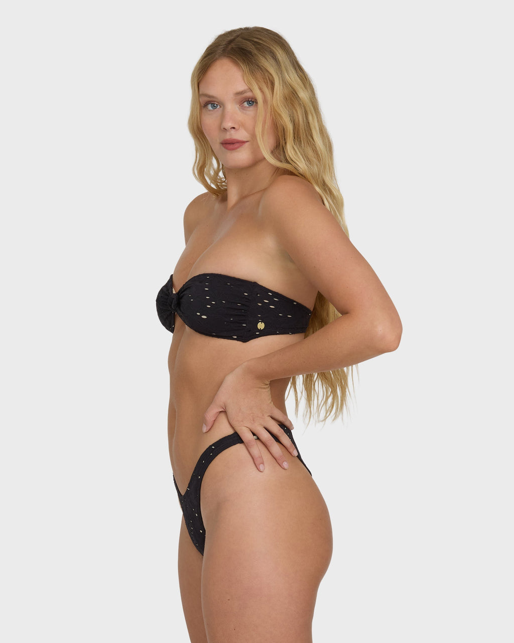 Eye On You Hanky Tie Bandeau Bikini Top - Black Pebble
