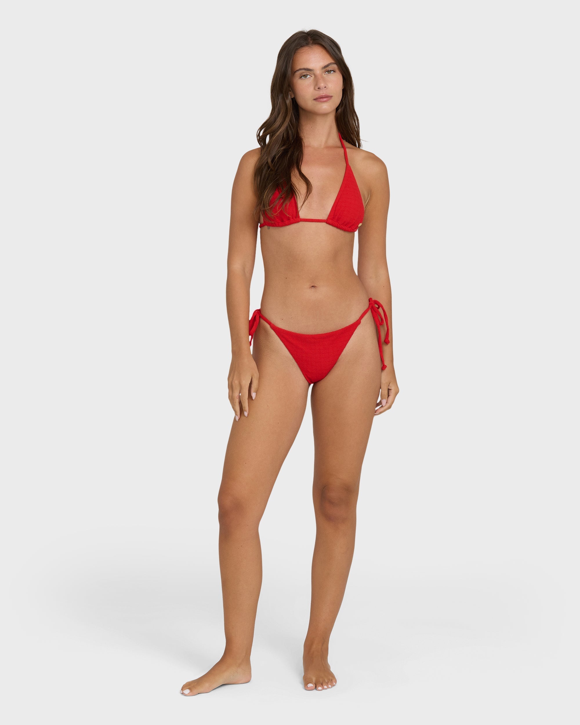 Rising Tide Tie-Side Tanga Bikini Bottoms - Fiesta Red