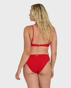 Rising Tide Ruched V Bralette Bikini Top - Fiesta Red