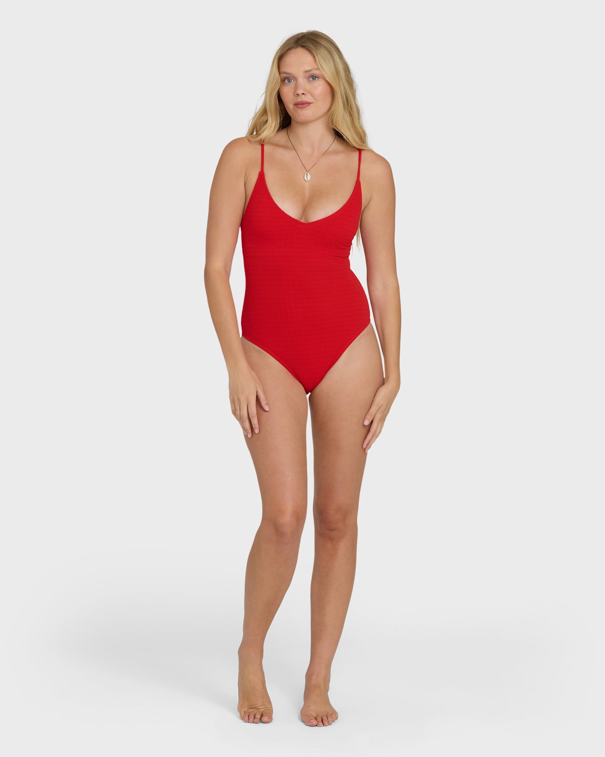 Rising Tide Strappy One Piece Swimsuit - Fiesta Red