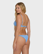 Mini Wave Check Tie-Side Tanga Bikini Bottoms - True Blue