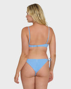 Mini Wave Check Tie-Side Tanga Bikini Bottoms - True Blue