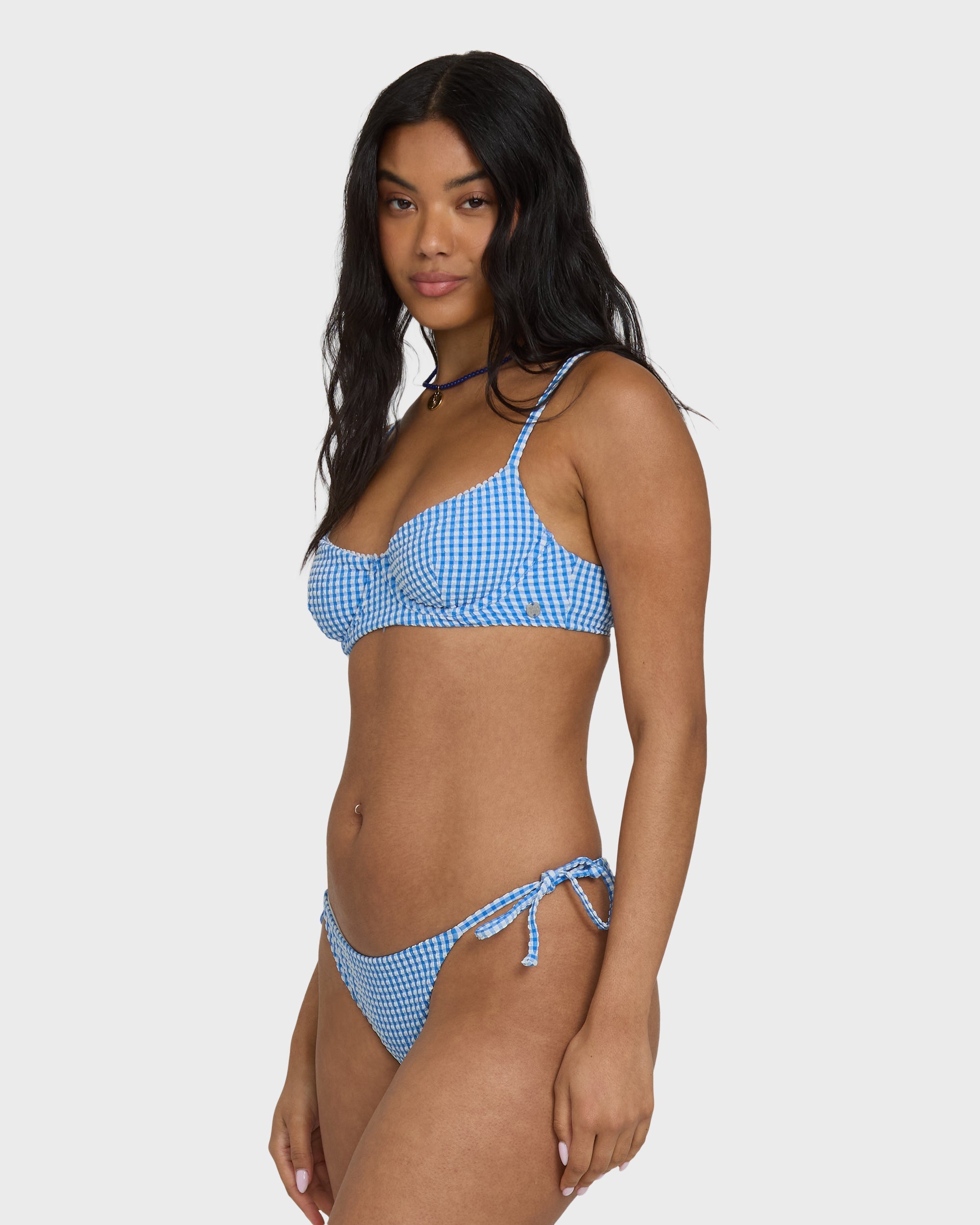 Mini Wave Check Helena Underwire Bikini Top - True Blue