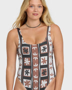 Stay Grounded Tanker One Piece Swimsuit - Brown Stone