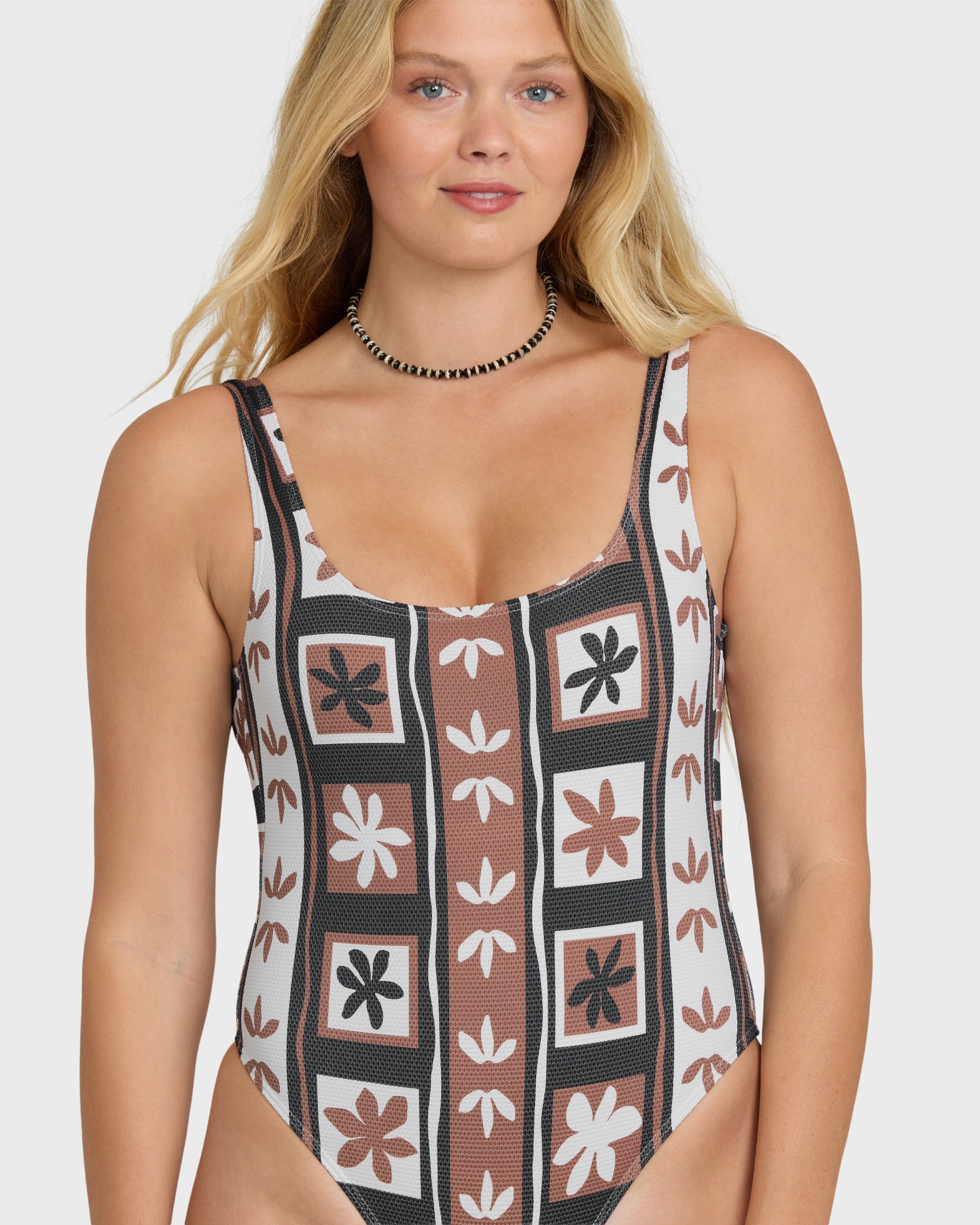 Stay Grounded Tanker One Piece Swimsuit - Brown Stone