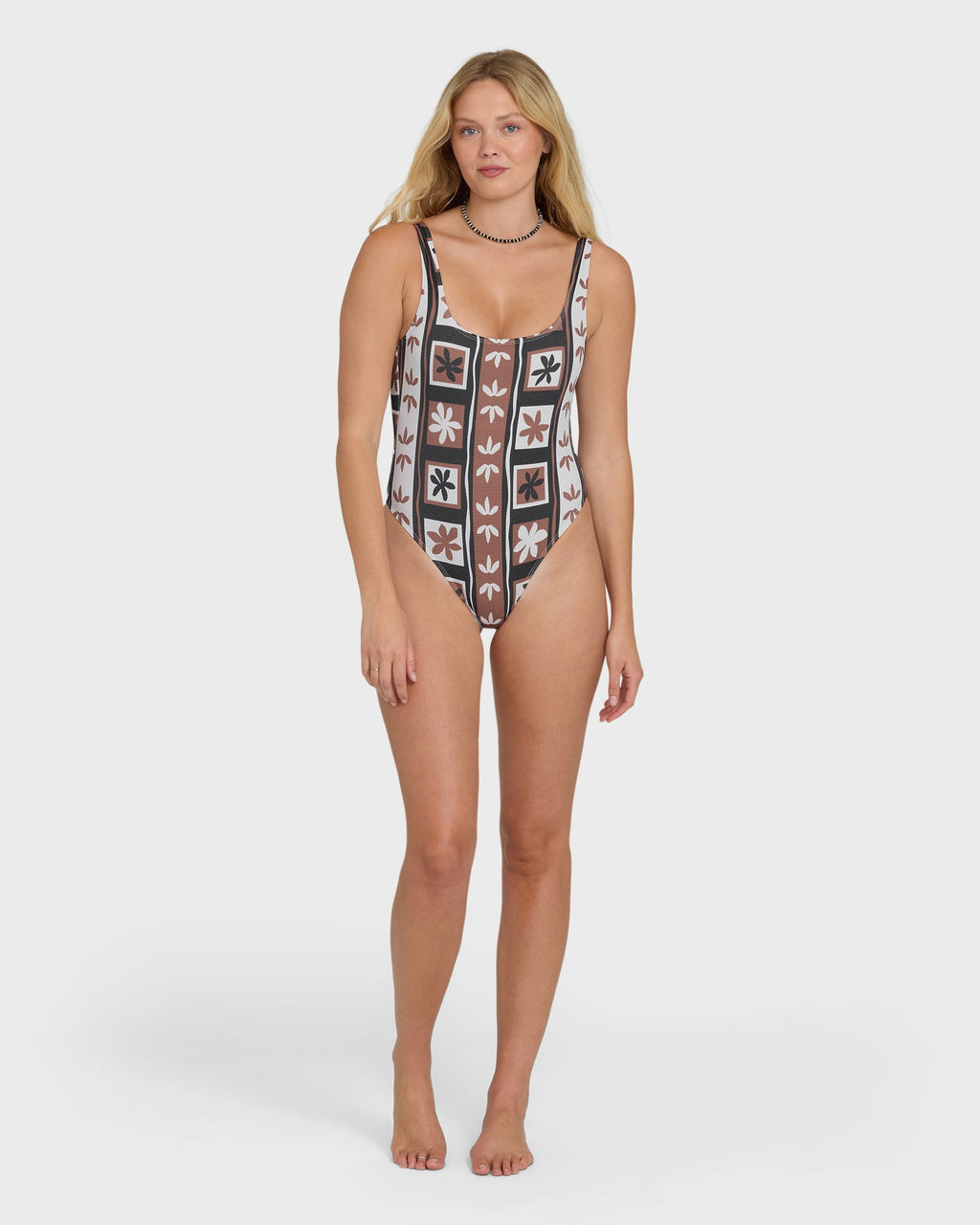 Stay Grounded Tanker One Piece Swimsuit - Brown Stone