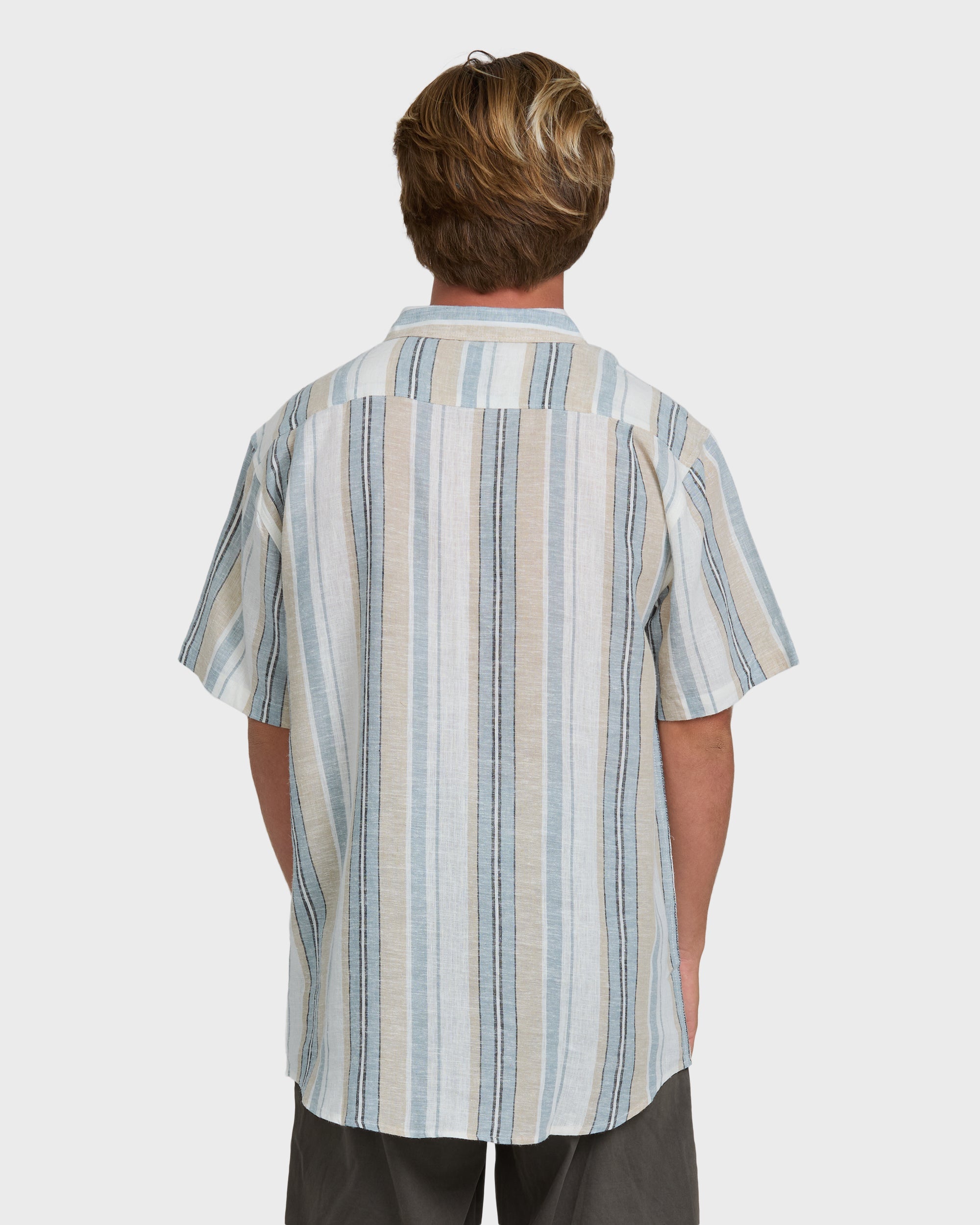 All Day Stripe Short Sleeve Shirt - Blue/White