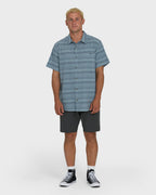 All Day Stripe Short Sleeve Shirt - Blue Fog