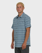 All Day Stripe Short Sleeve Shirt - Blue Fog