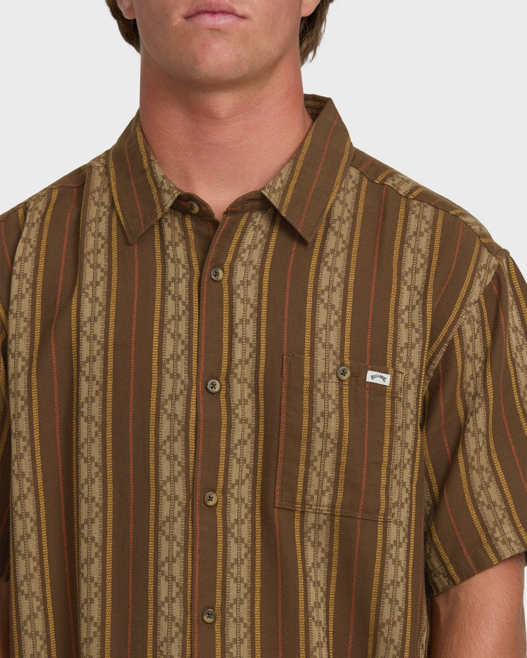 Sundays Jacquard Short Sleeve Woven Shirt - Vintage Khaki