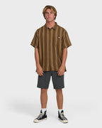 Sundays Jacquard Short Sleeve Woven Shirt - Vintage Khaki